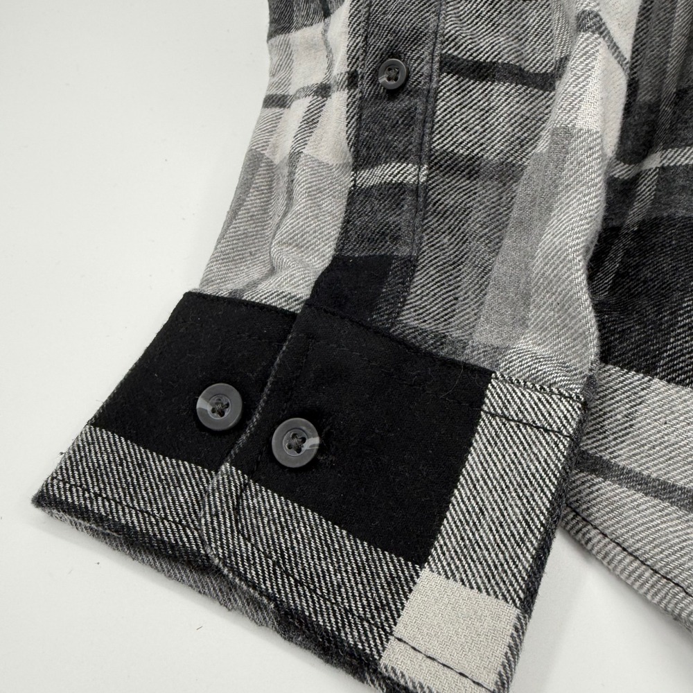 Woolrich Mens Granite Plaid Flannel Button Down Shirt Grey Black White Large NEW - Picture 8 of 11